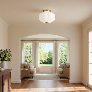 Lumi Milk Glass Pumpkin Ceiling Light, 3-Light
