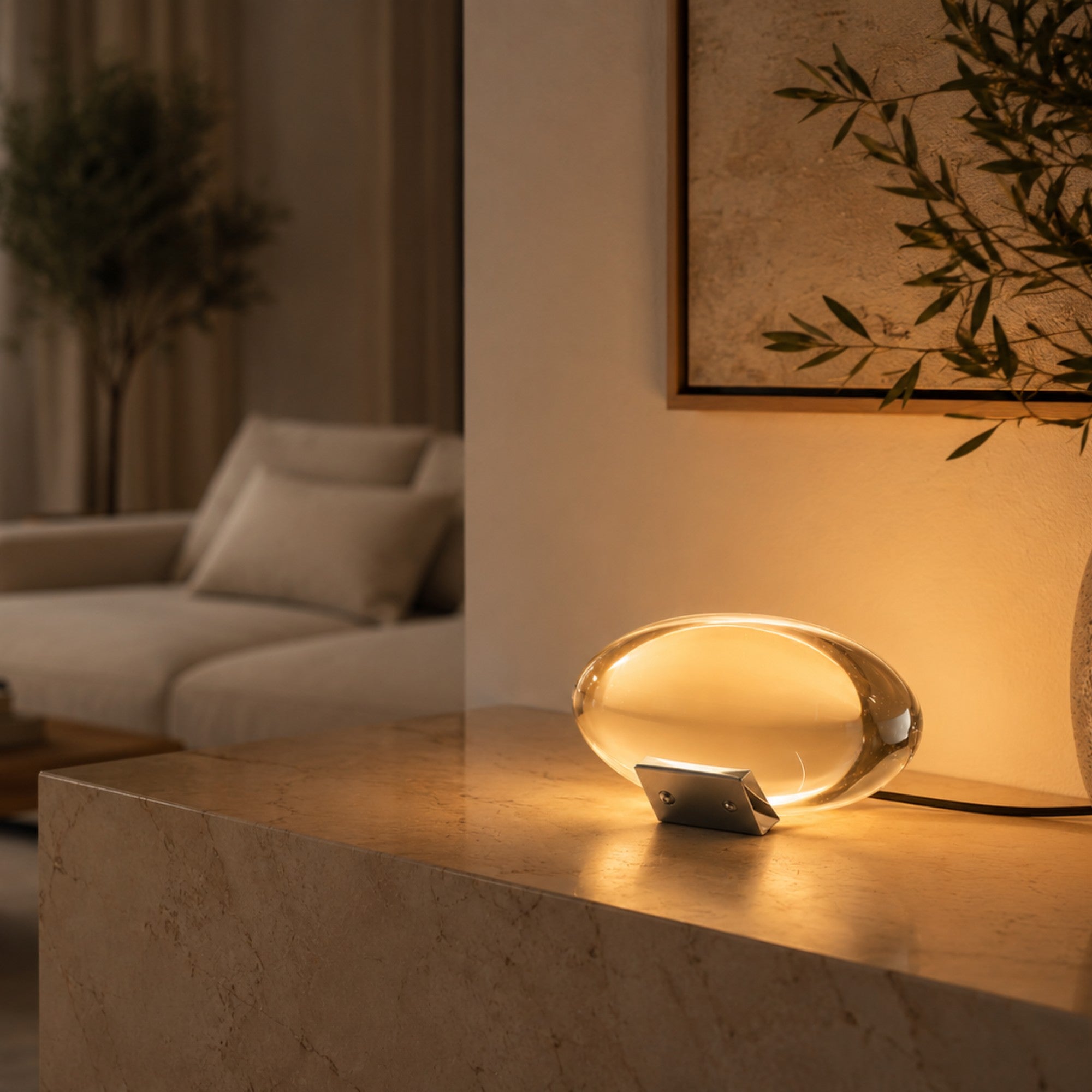Aurelia Oval Crystal Glass Table Lamp