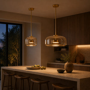 Orbe Hand-Blown Glass Pendant Light — Dimmable, 2 Sizes, Smoke or Amber Glass