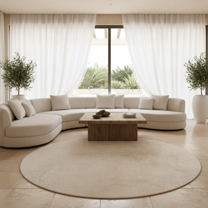Veloria Luxury Round Cream Area Rug | Soft Plush Carpet for Living Room or Bedroom Round Area Rugs