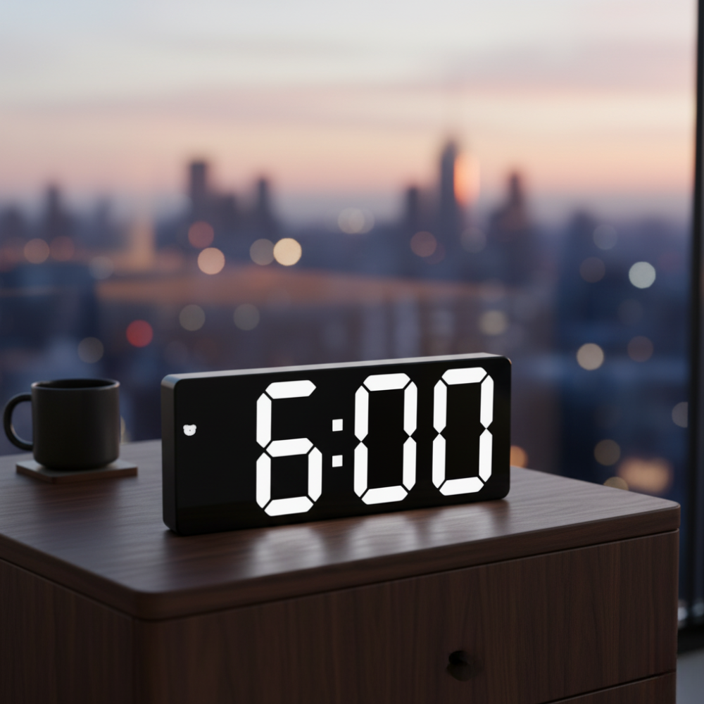 NovaClock - Digital Alarm Clock with LED Time & Temperature Display for Bedroom Alarm Clocks