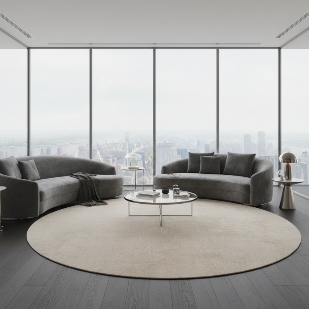 Veloria Luxury Round Cream Area Rug | Soft Plush Carpet for Living Room or Bedroom Round Area Rugs