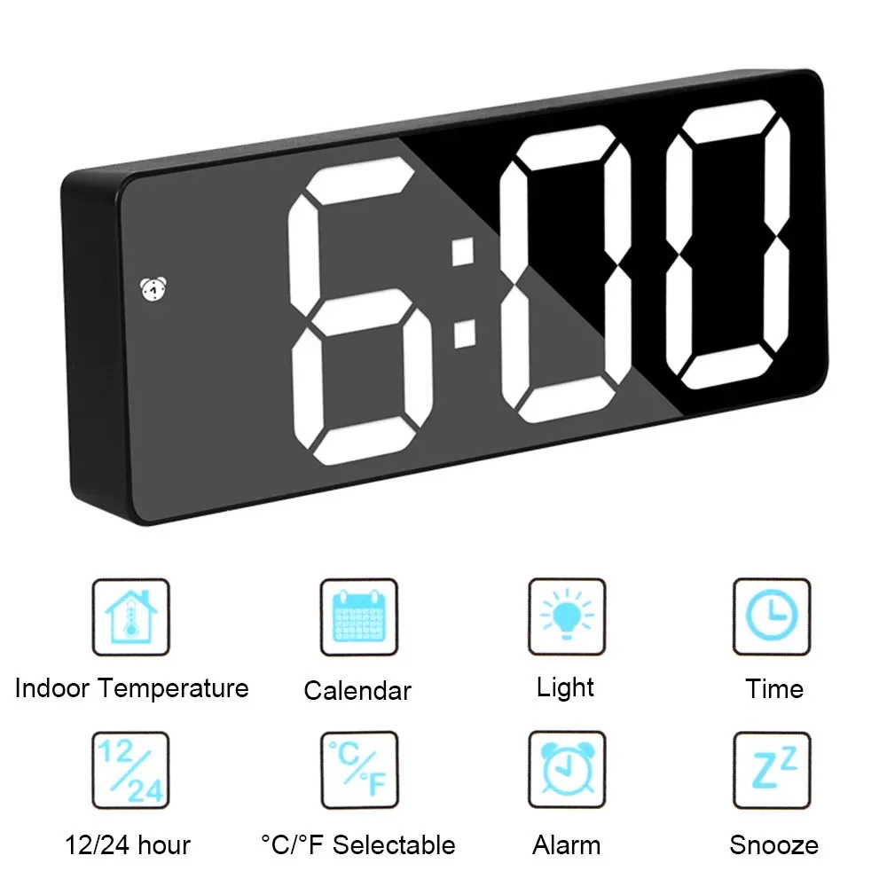 NovaClock - Digital Alarm Clock with LED Time & Temperature Display for Bedroom Alarm Clocks