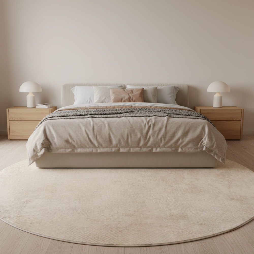 Veloria Luxury Round Cream Area Rug | Soft Plush Carpet for Living Room or Bedroom Round Area Rugs
