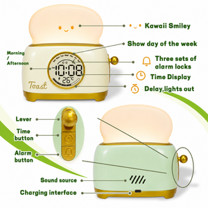 Toastie Kids Alarm Clock with Night Light