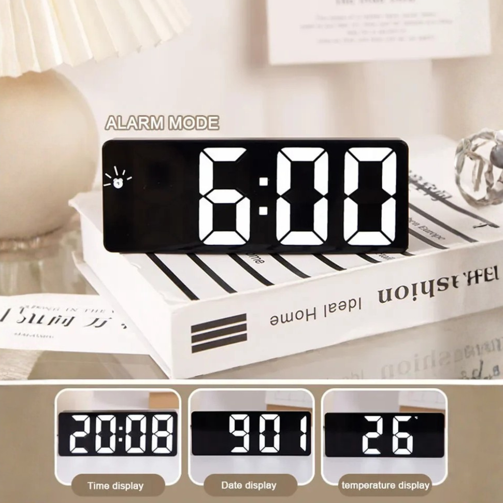 NovaClock - Digital Alarm Clock with LED Time & Temperature Display for Bedroom Alarm Clocks