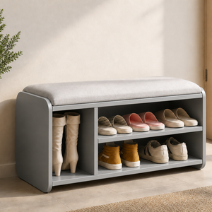 Modern Minimalist Shoe Rack Bench with Two-Tier Shoe Storage for Entryway Benches