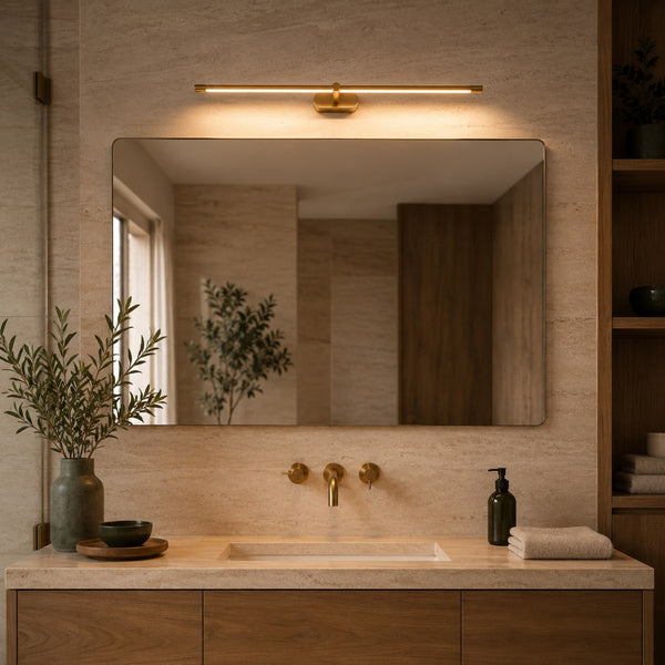 Above a vanity mirror