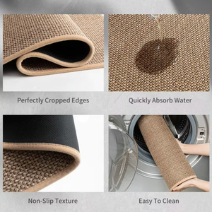 PureStep - Woven Kitchen Mat with Non-Slip Rubber Backing, Washable & Water Absorbent Floor Rug for Modern Home Decor Mats