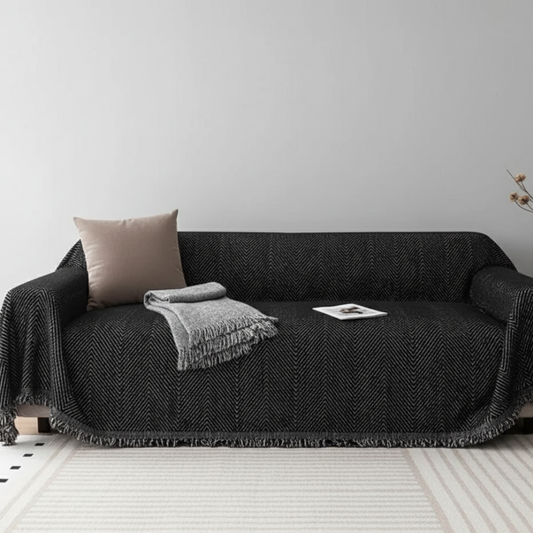 Stripe Herringbone Couch Cover - Durable Non-Slip Slipcover for Dogs & Furniture Protection Sofa Cover