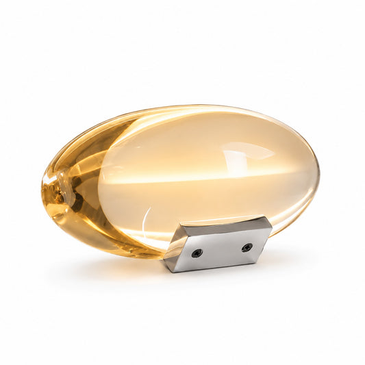Aurelia Oval Crystal Glass Table Lamp, Warm LED Accent Light, 3 Color Temperatures