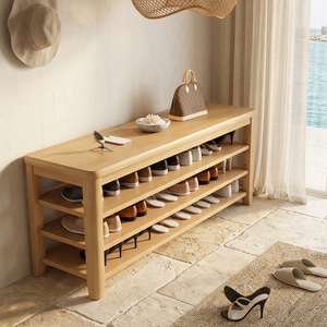 Elegant Solid Wood Shoe Bench with 3 Tiers for Entryway Storage Benches