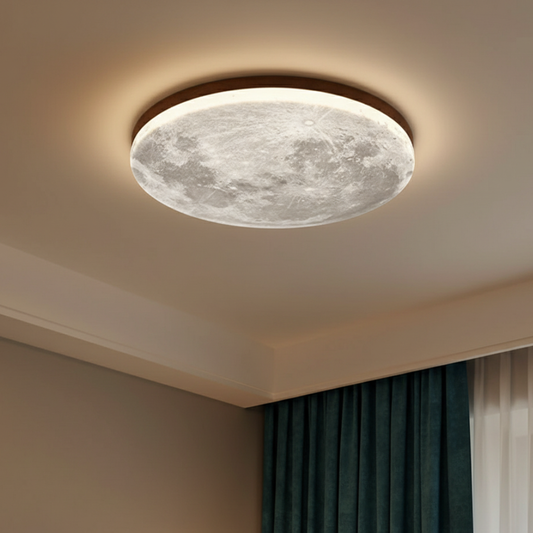 Celeste LED Flush Mount Ceiling Light with Celestial Design & Wood Frame Ceiling Lights