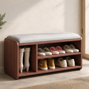 Modern Minimalist Shoe Rack Bench with Two-Tier Shoe Storage for Entryway Benches
