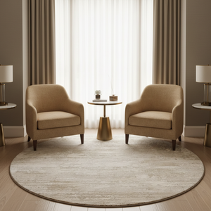 Veloria Luxury Round Cream Area Rug | Soft Plush Carpet for Living Room or Bedroom Round Area Rugs