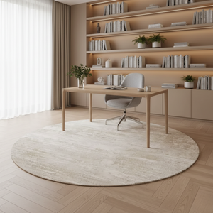 Veloria Luxury Round Cream Area Rug | Soft Plush Carpet for Living Room or Bedroom Round Area Rugs