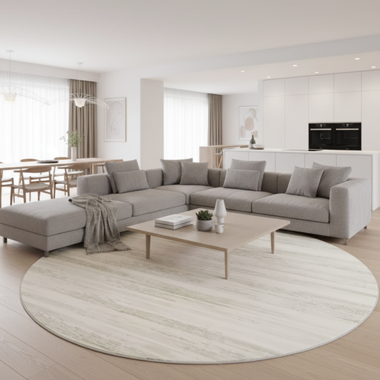 Veloria Luxury Round Cream Area Rug | Soft Plush Carpet for Living Room or Bedroom Round Area Rugs