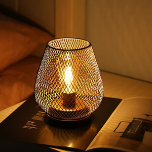 Modern Cordless Iron Mesh Lamp Set of 2 - Portable Lighting Fixtures for Indoor & Outdoor Use Lamps