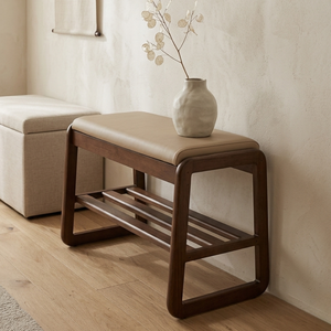 Scandinavian Shoe Rack Storage - Solid Wood with Tech Cloth Top for Entryways Shoe Storage