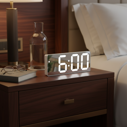 NovaClock - Digital Alarm Clock with LED Time & Temperature Display for Bedroom Alarm Clocks