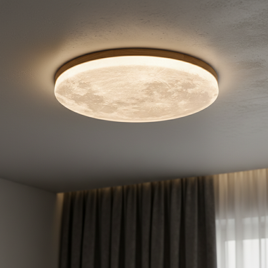 Celeste LED Flush Mount Ceiling Light with Celestial Design & Wood Frame Ceiling Lights