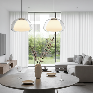 Modern Glass Pendant Light - Adjustable Dome Design for Kitchen Island Ceiling Light