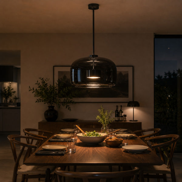Above a dining table