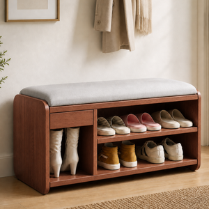 Modern Minimalist Shoe Rack Bench with Two-Tier Shoe Storage for Entryway Benches