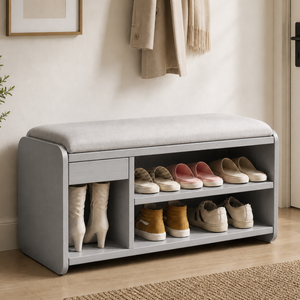 Modern Minimalist Shoe Rack Bench with Two-Tier Shoe Storage for Entryway Benches