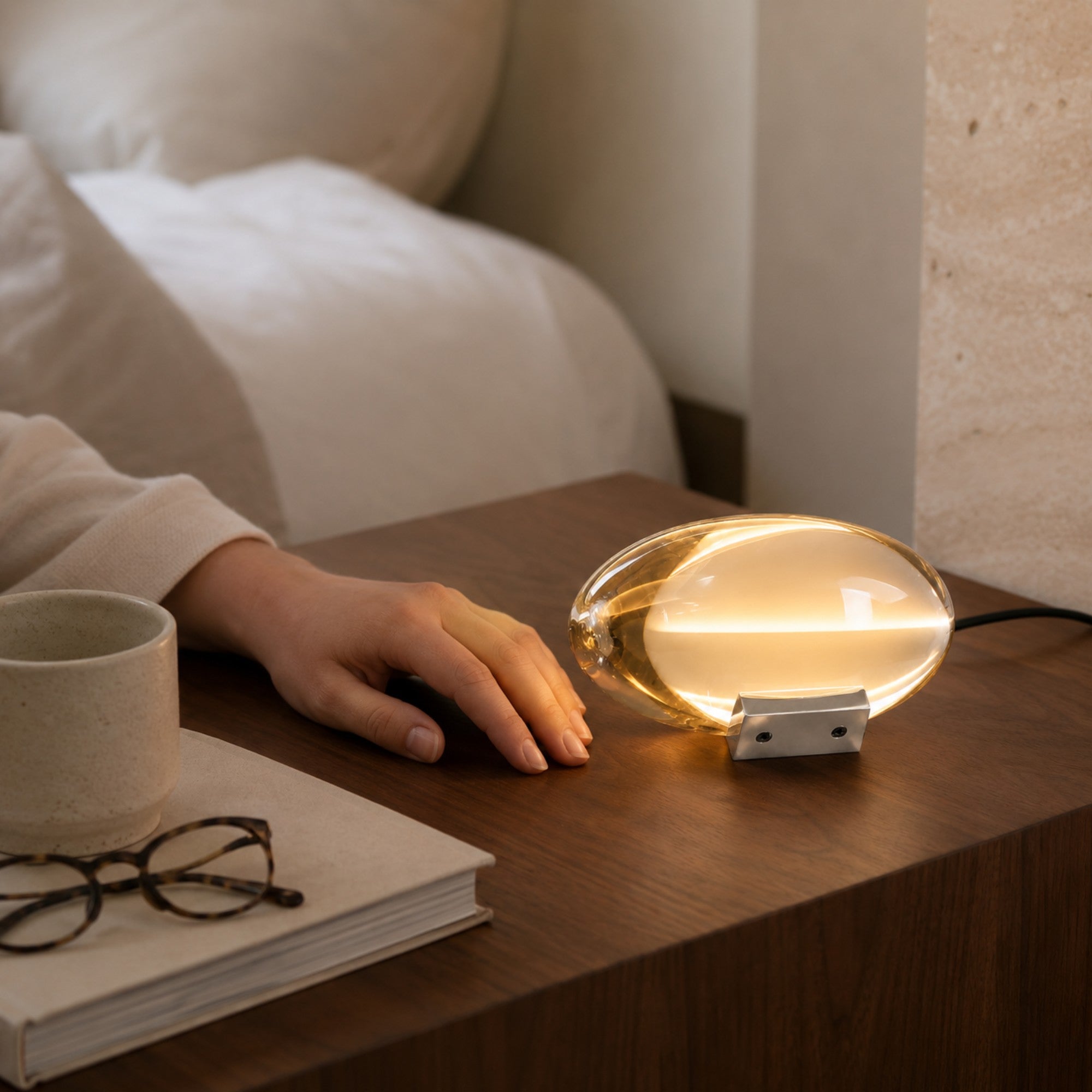 Aurelia Oval Crystal Glass Table Lamp