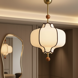 Lanora | Elegant Modern Fabric Kitchen Pendant Lighting with Walnut Accents Pendant Lights