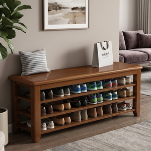 Elegant Solid Wood Shoe Bench with 3 Tiers for Entryway Storage Benches