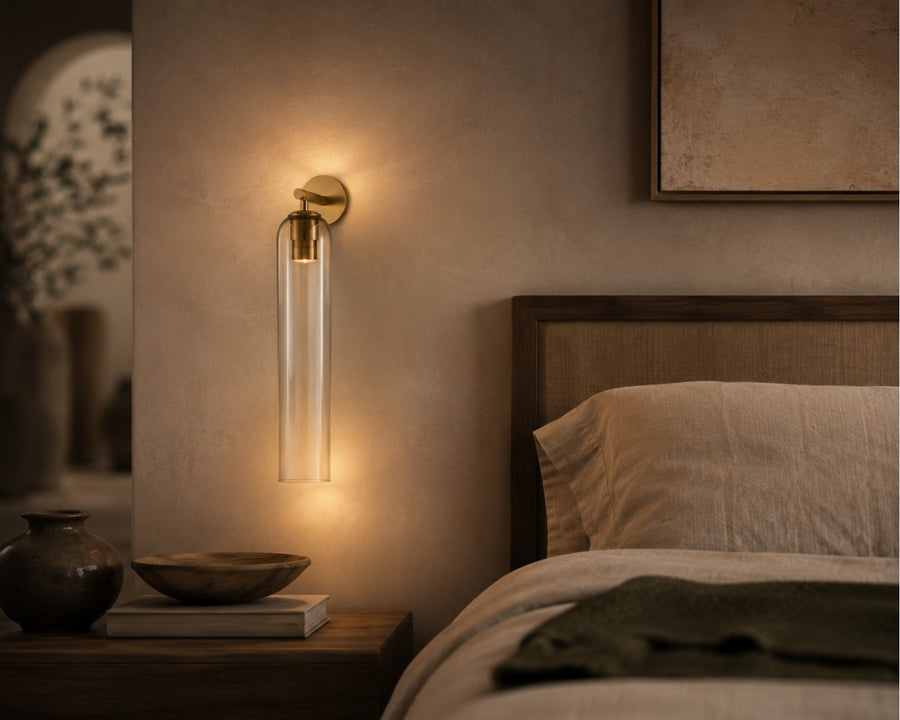 The sconce along a hallway wall