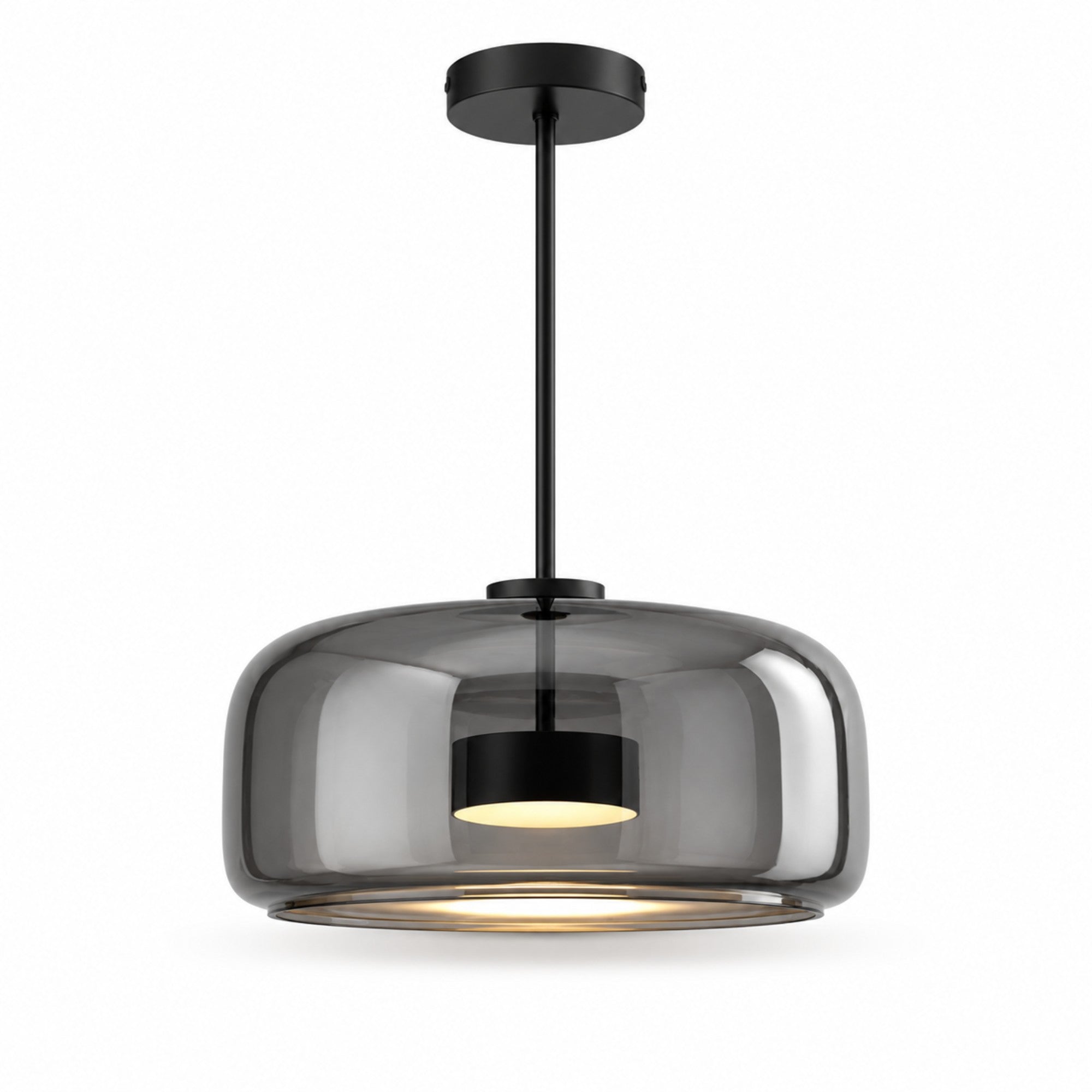 Orbe Hand-Blown Glass Pendant Light — Dimmable, 2 Sizes, Smoke or Amber Glass