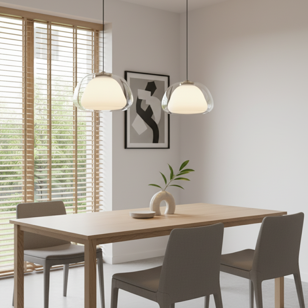 Modern Glass Pendant Light - Adjustable Dome Design for Kitchen Island Ceiling Light