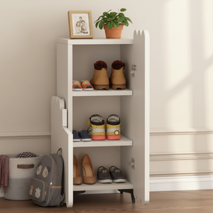 Elegant 4-Tier Shoe Storage Cabinet with Scalloped Edge Design for Entryway Shoe Storage