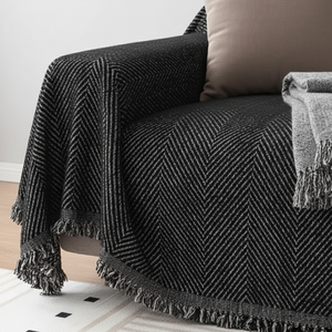 Stripe Herringbone Couch Cover - Durable Non-Slip Slipcover for Dogs & Furniture Protection Sofa Cover