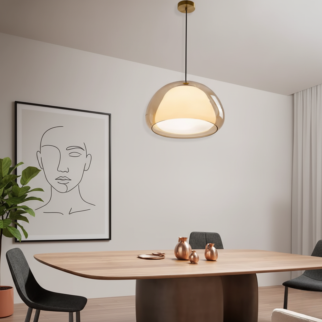 Modern Glass Pendant Light - Adjustable Dome Design for Kitchen Island Ceiling Light