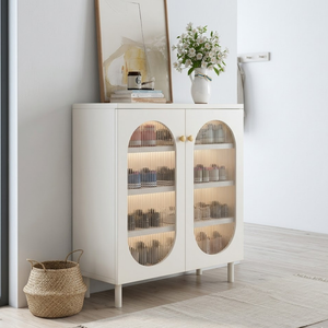 Modern Minimalist 4-Tier Shoe Storage Cabinet with Rattan & Glass Organizer for Entryway Shoe Storage