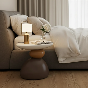 Modern Minimalist Stone Side Table - Scandinavian Design for Living Room or Bedroom Side Table