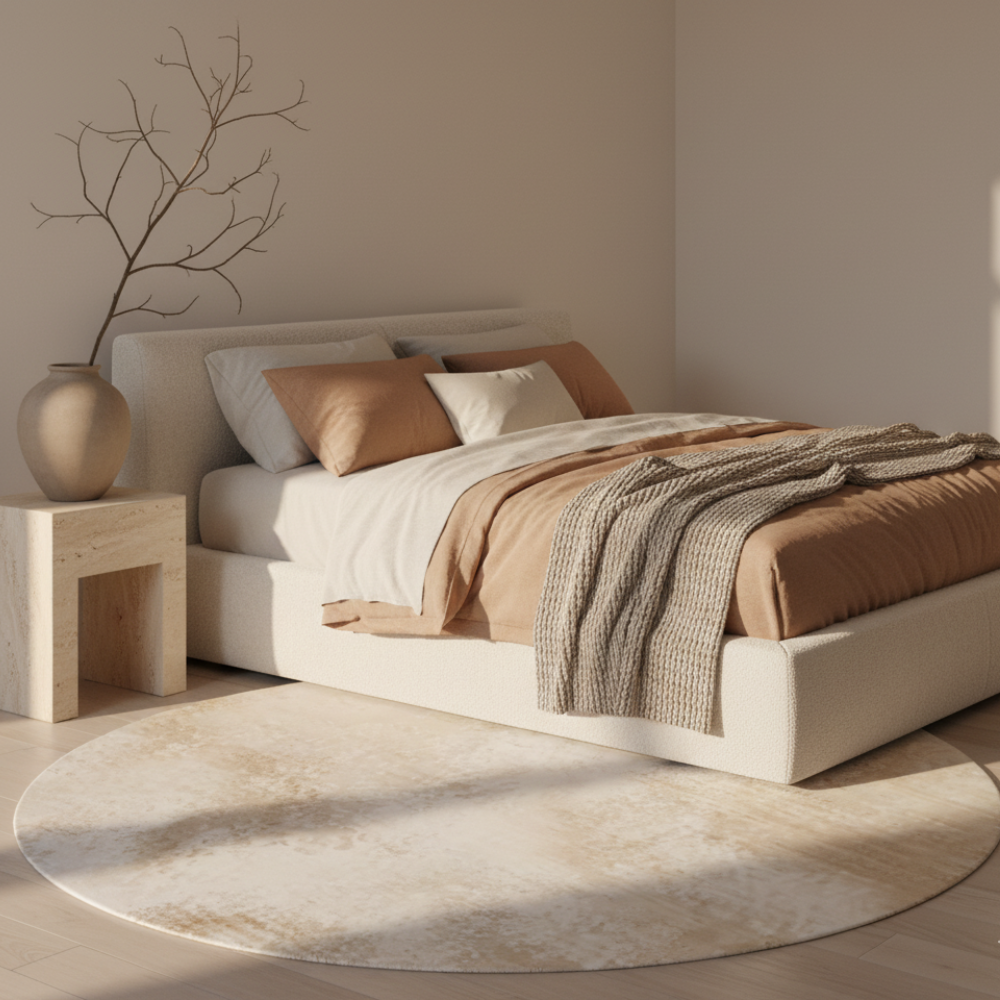 Veloria Luxury Round Cream Area Rug | Soft Plush Carpet for Living Room or Bedroom Round Area Rugs