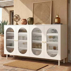 Modern Minimalist 4-Tier Shoe Storage Cabinet with Rattan & Glass Organizer for Entryway Shoe Storage