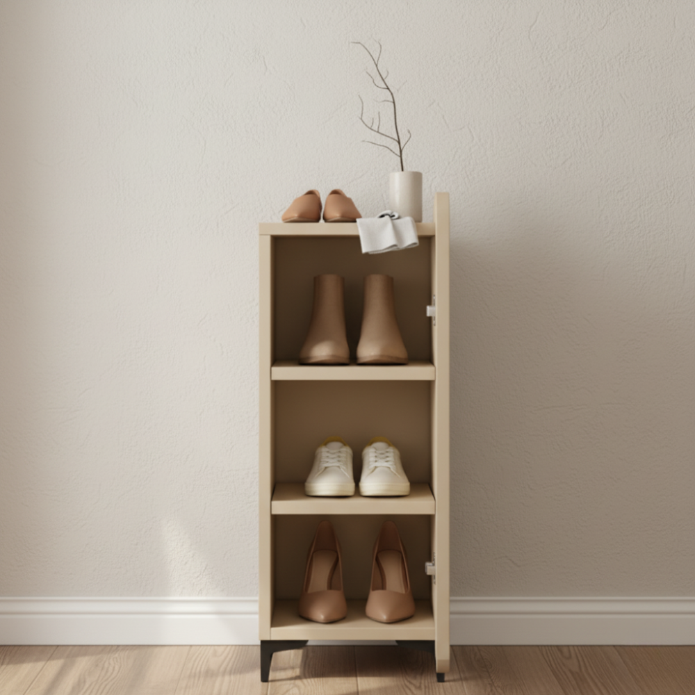 Elegant 4-Tier Shoe Storage Cabinet with Scalloped Edge Design for Entryway Shoe Storage