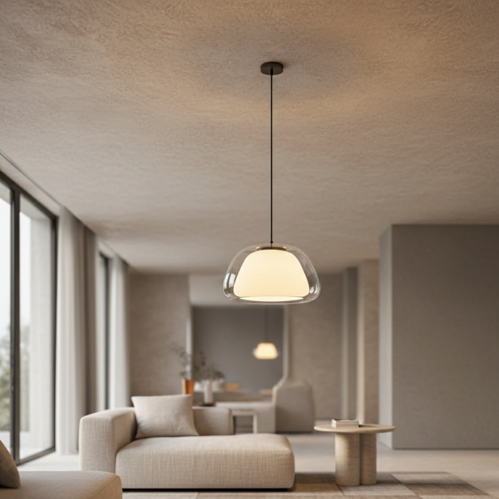 Modern Glass Pendant Light - Adjustable Dome Design for Kitchen Island Ceiling Light