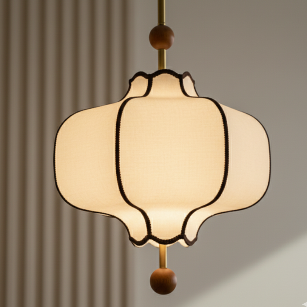 Lanora | Elegant Modern Fabric Kitchen Pendant Lighting with Walnut Accents Pendant Lights