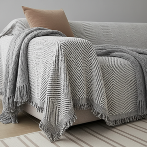 Stripe Herringbone Couch Cover - Durable Non-Slip Slipcover for Dogs & Furniture Protection Sofa Cover