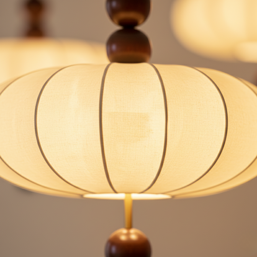 Ivory Veil | Elegant Japandi Mid-Century Fabric Pendant Light Fixture Pendant Lights