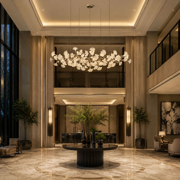 In a hotel lobby