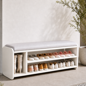Modern Minimalist Shoe Rack Bench with Two-Tier Shoe Storage for Entryway Benches