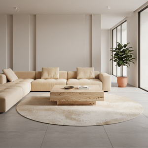 Veloria Luxury Round Cream Area Rug | Soft Plush Carpet for Living Room or Bedroom Round Area Rugs